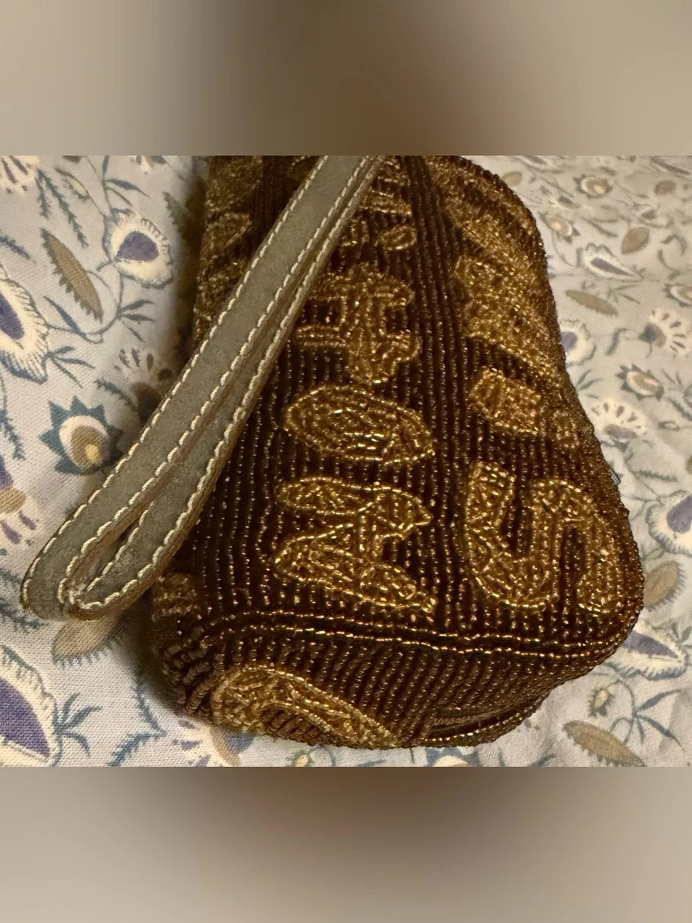 Louis Vuitton purse satchel make up case. Beaded beautifully with strap and gold